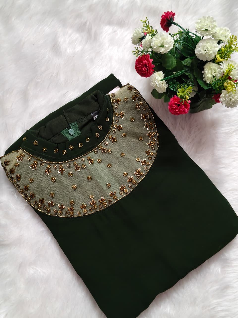 Jewel neck kurtis