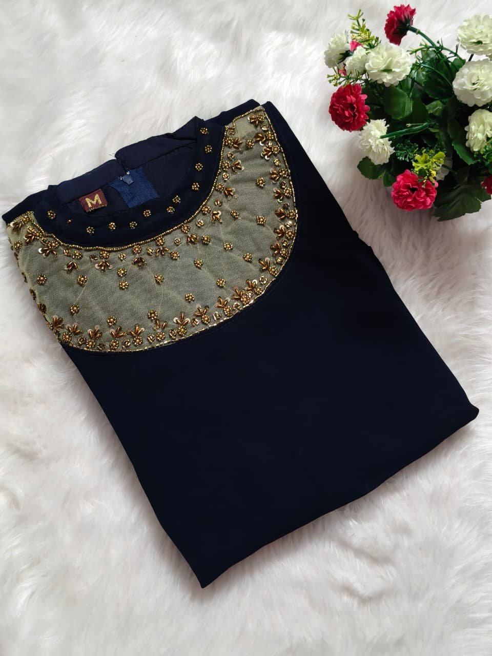 Jewel neck kurtis